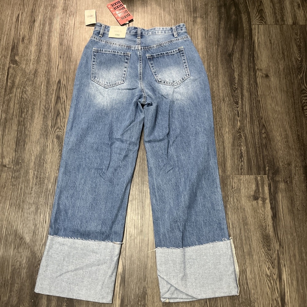 YMI Jeans Womens 5/ 27 Blue Denim Distressed Cuffed Dixie Fit Grunge Streetwear - Picture 11 of 12